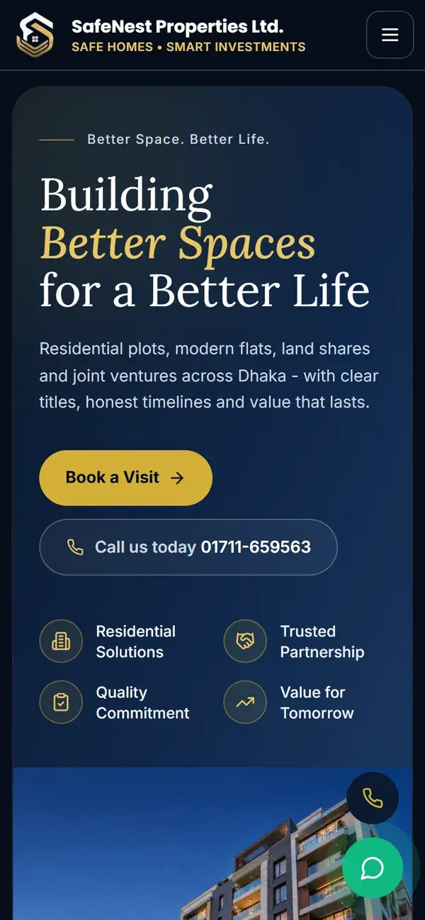 The SafeNest homepage on a phone